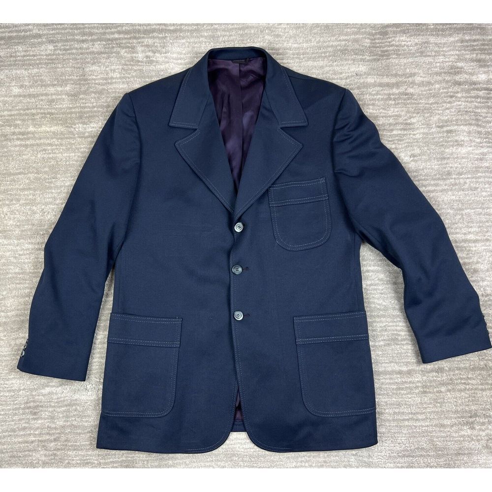 Vintage Century Club Blazer‎ Mens 44L Blue 3 Button Sport Jacket Sears Roebuck